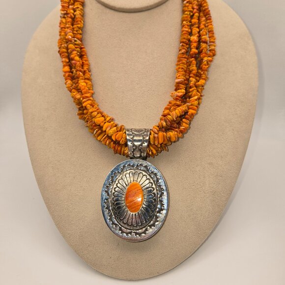 Tony Aguilar Jr Orange Spiny Oyster Necklace - Picture 5 of 6
